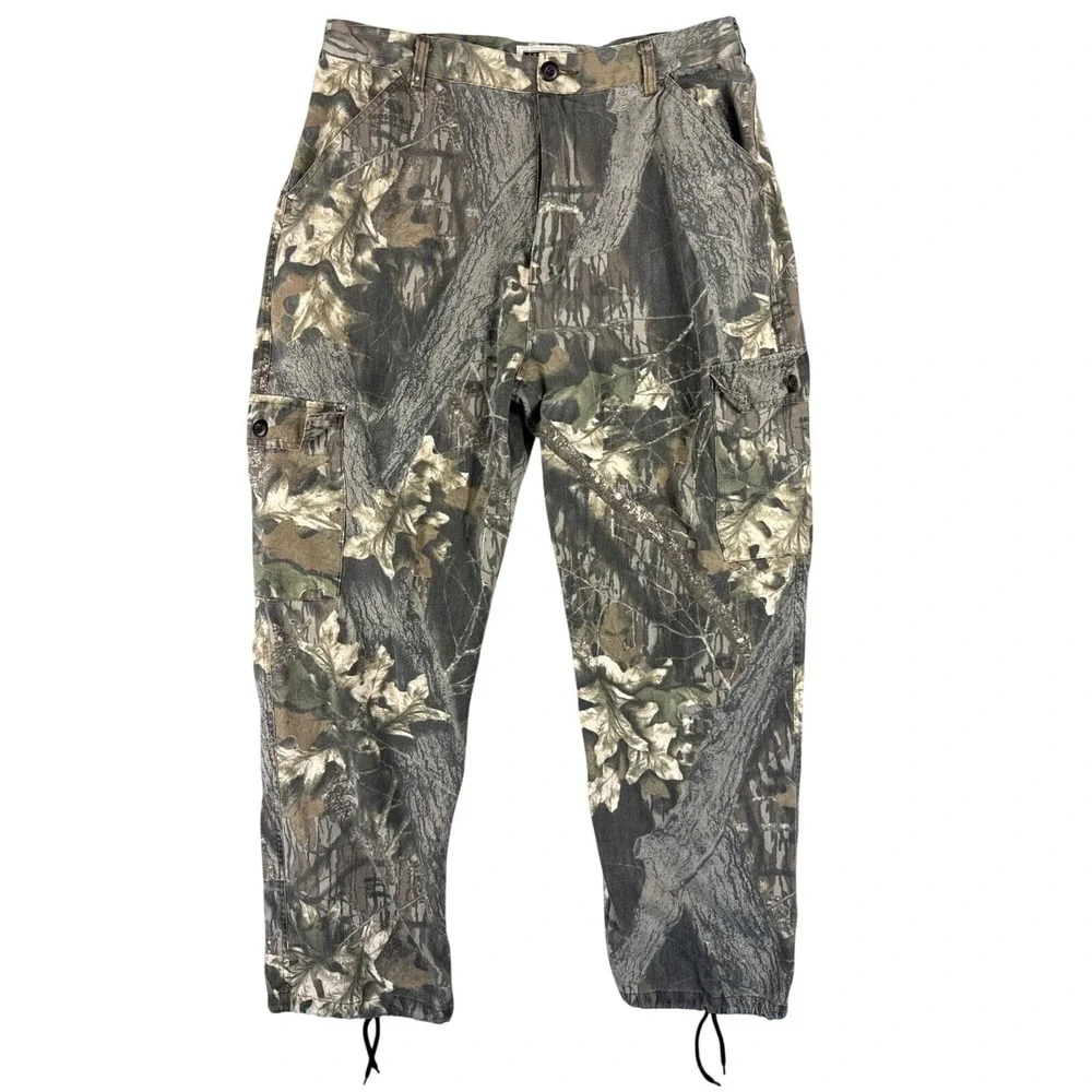 Vintage Jerzees Outdoors Pants Men Large Camo Cargo Realtree Mossy Oak Baggy 90s